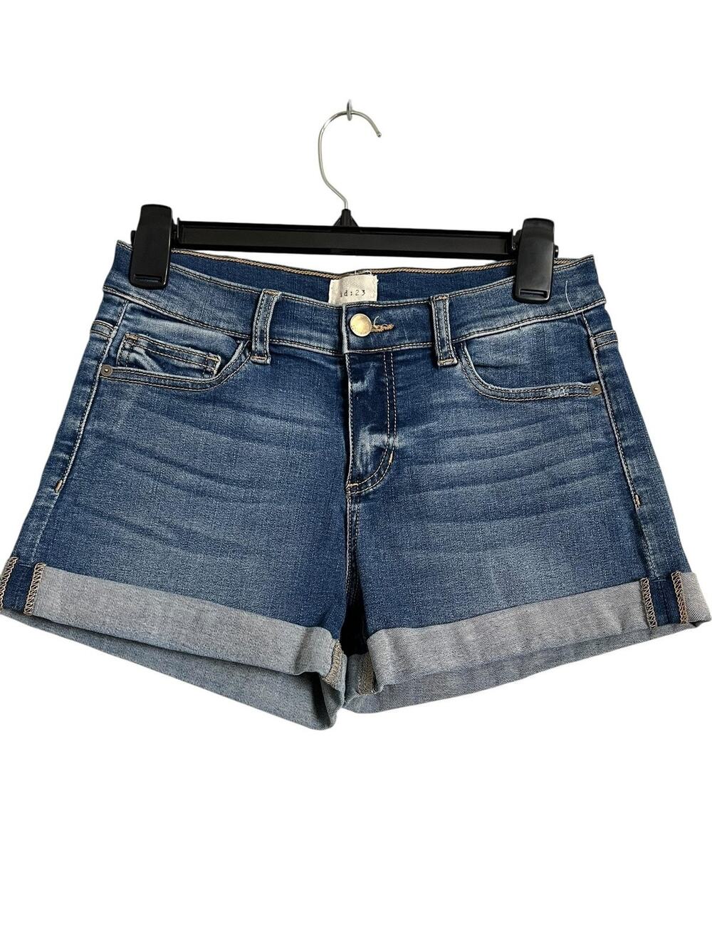 Id:23 Denim Shorts Womens 27 Blue Cutoff Cuffed Stretch 5 Pocket Summer Casual